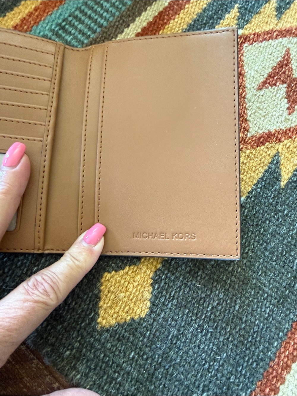 Michael Kors Brown Signature MK Passport Cover with Gold Logo - Picture 4 of 5